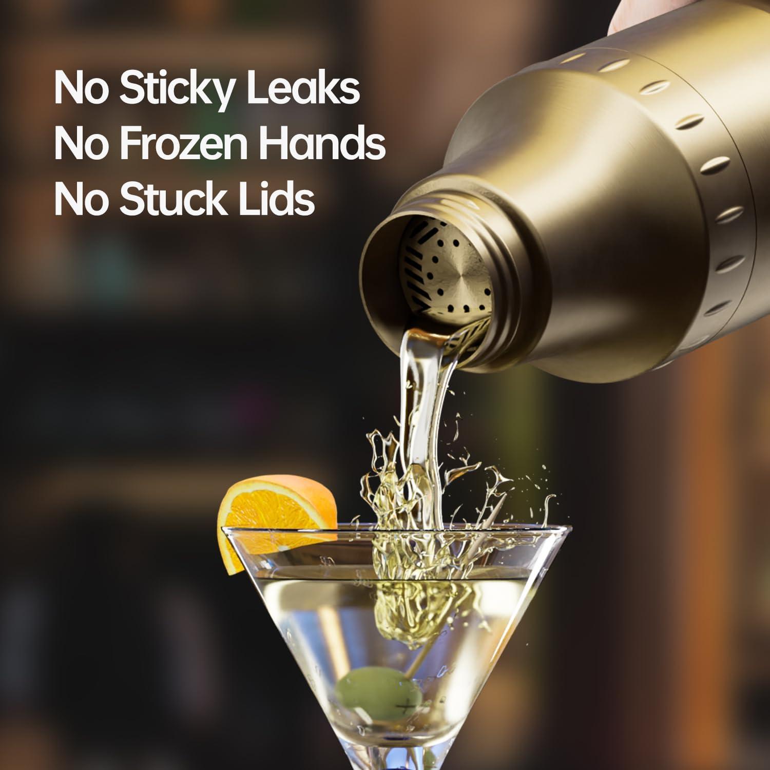 Juego de Coctelera Híbrida Magcheer 30oz Acero Inoxidable Dorado