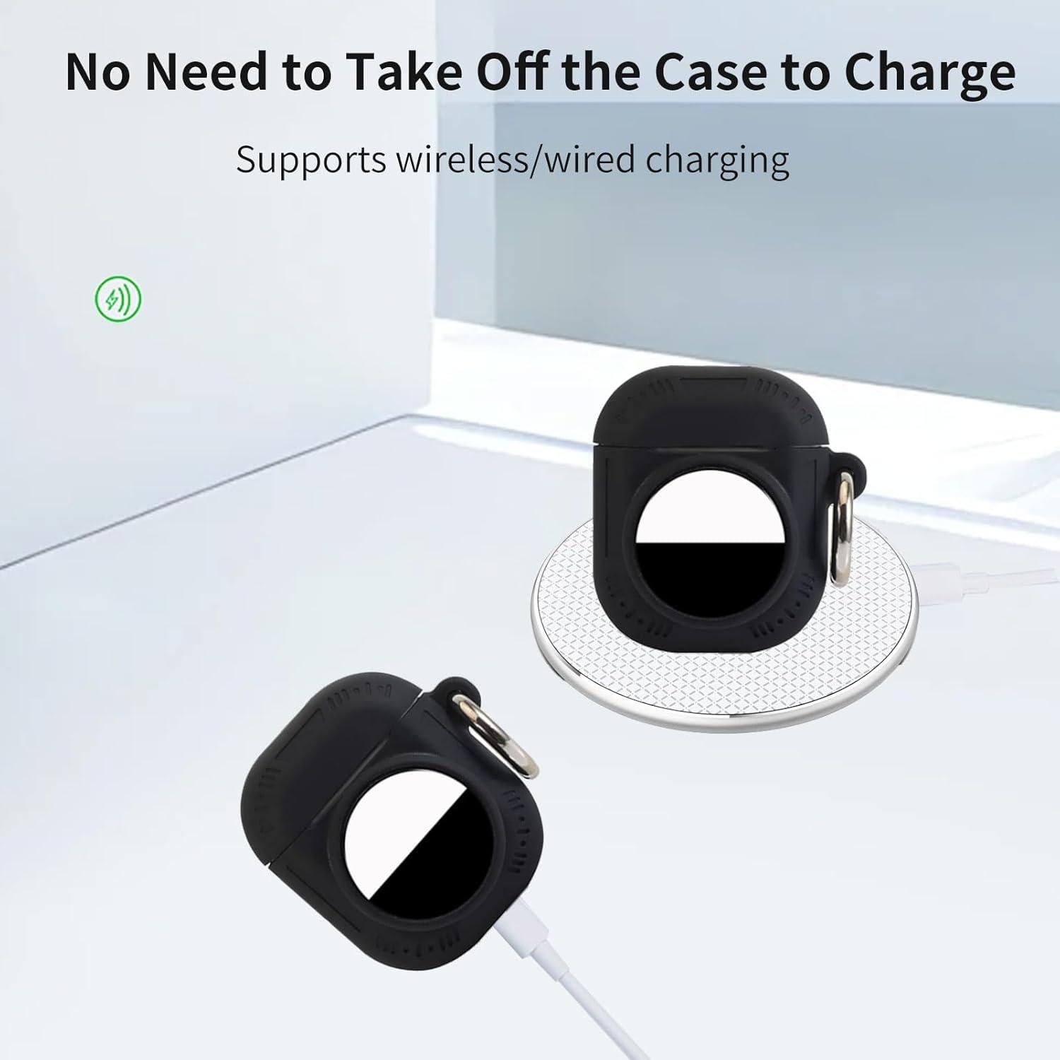 Funda Protectora 2 en 1 para AirPods 1&2 y Localizador - Negro