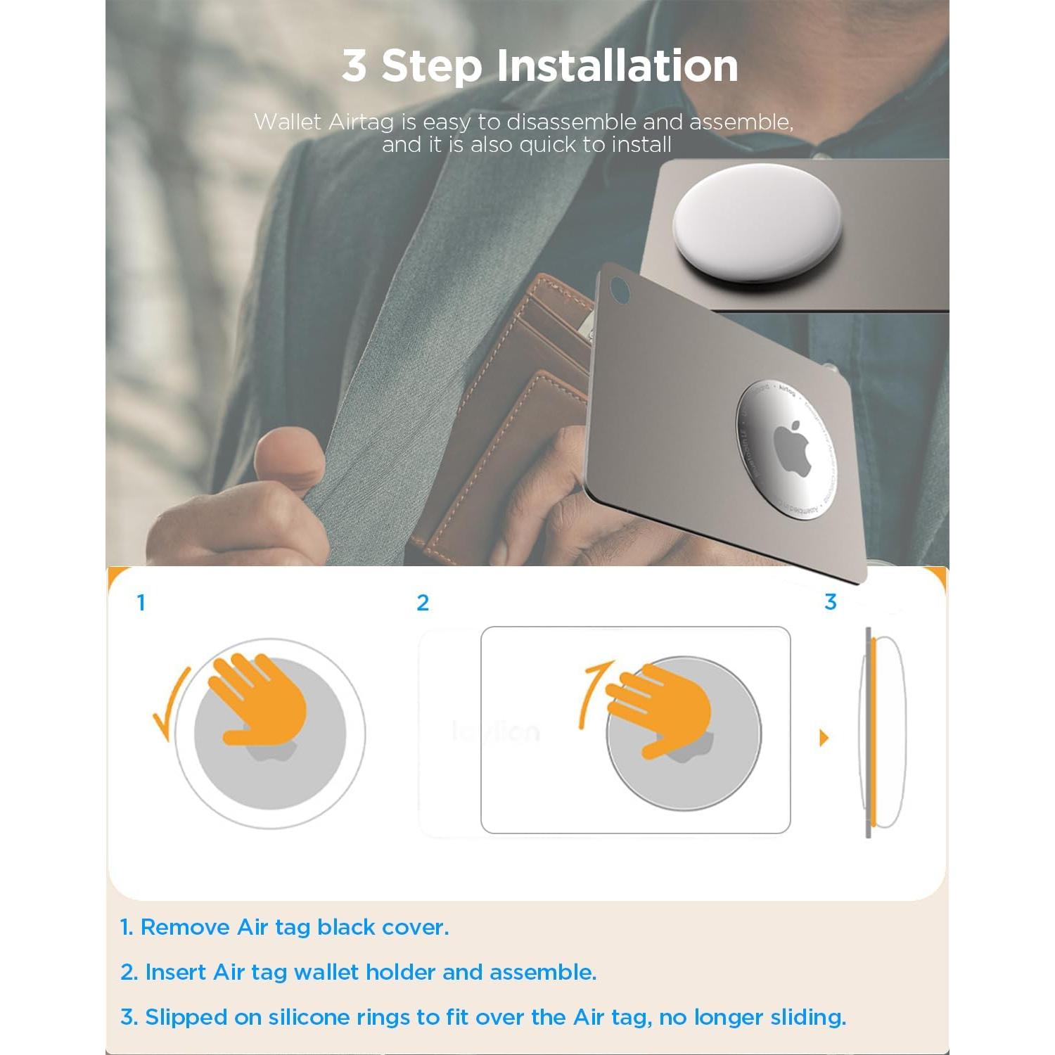 Soporte de Cartera Airtag Metal Rosa Ultra Delgado 6x4.8cm