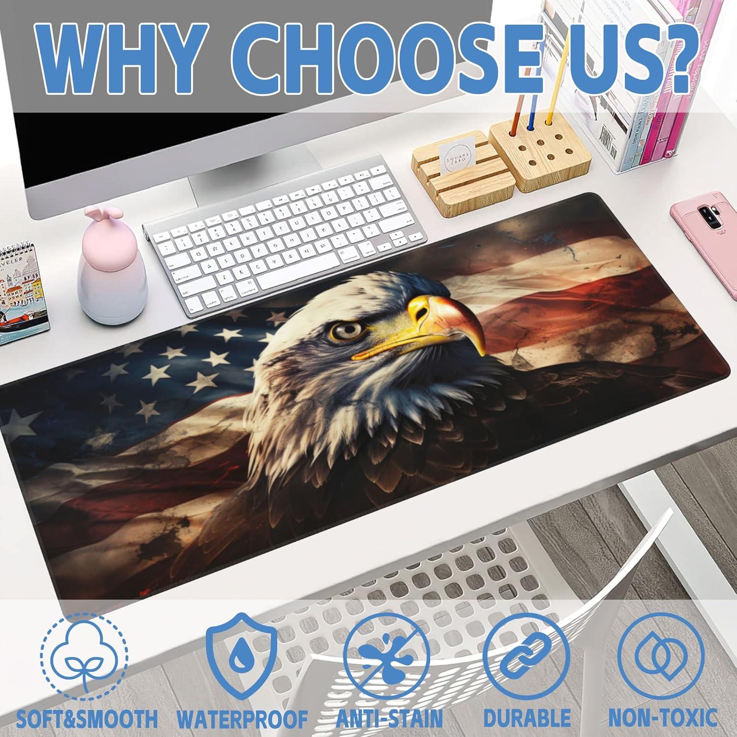 Alfombrilla de Escritorio Gnhkmw XL Águila Calva Americana 80x30cm