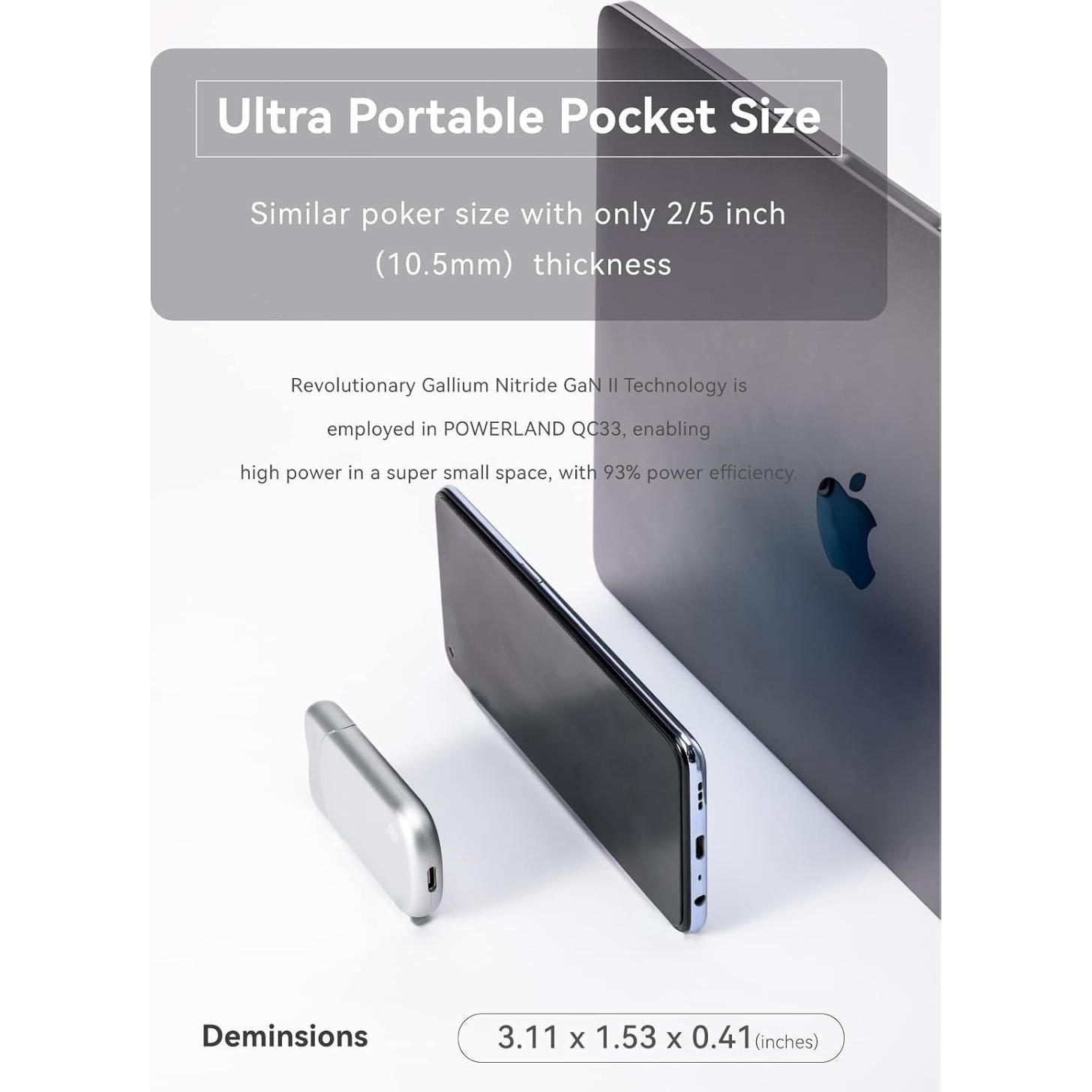 Cargador USB C 33W Powerland QC33 Rápido Ultra Delgado