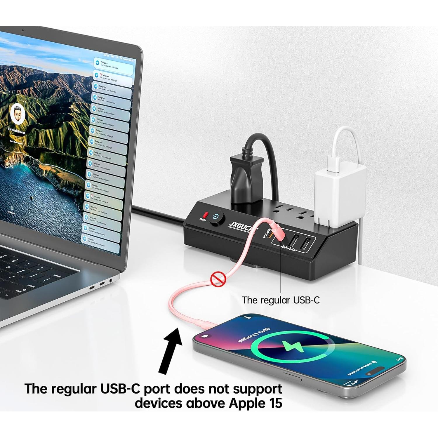 Toma de Corriente de Abrazadera JXGUCAT 20W USB C 4 Salidas