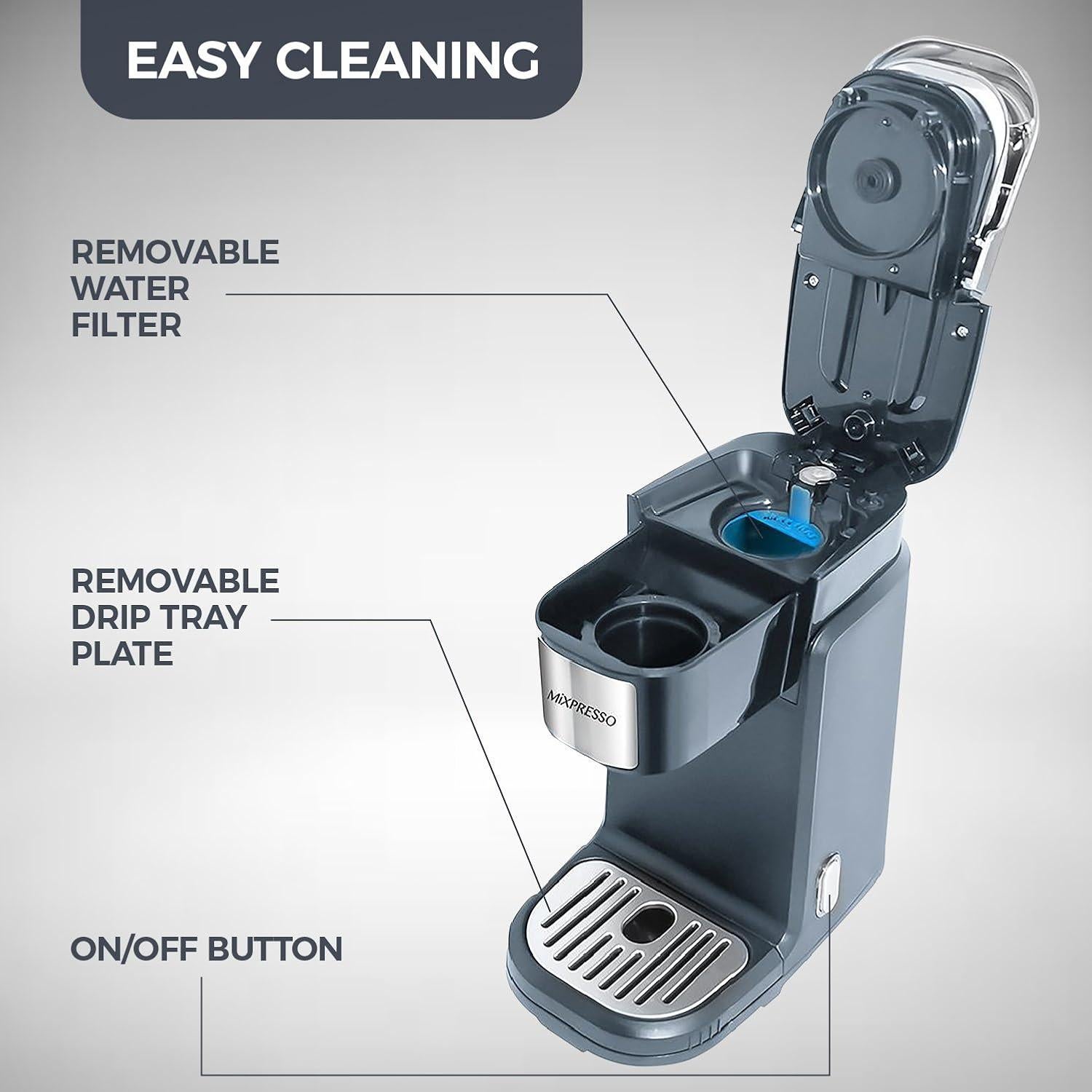 Cafetera de una taza Mixpresso K-Cup Gris 355ml Automática