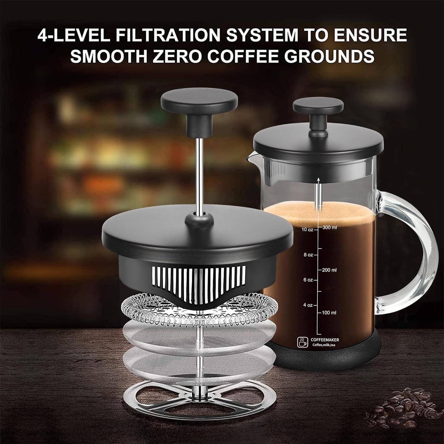 Prensa Francesa Cafetera 12oz YMMIND con Filtros de Acero Inoxidable