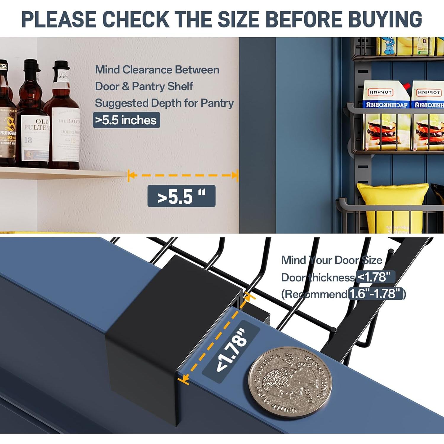 Organizador de despensa sobre la puerta MSERCUOR 8 niveles negro