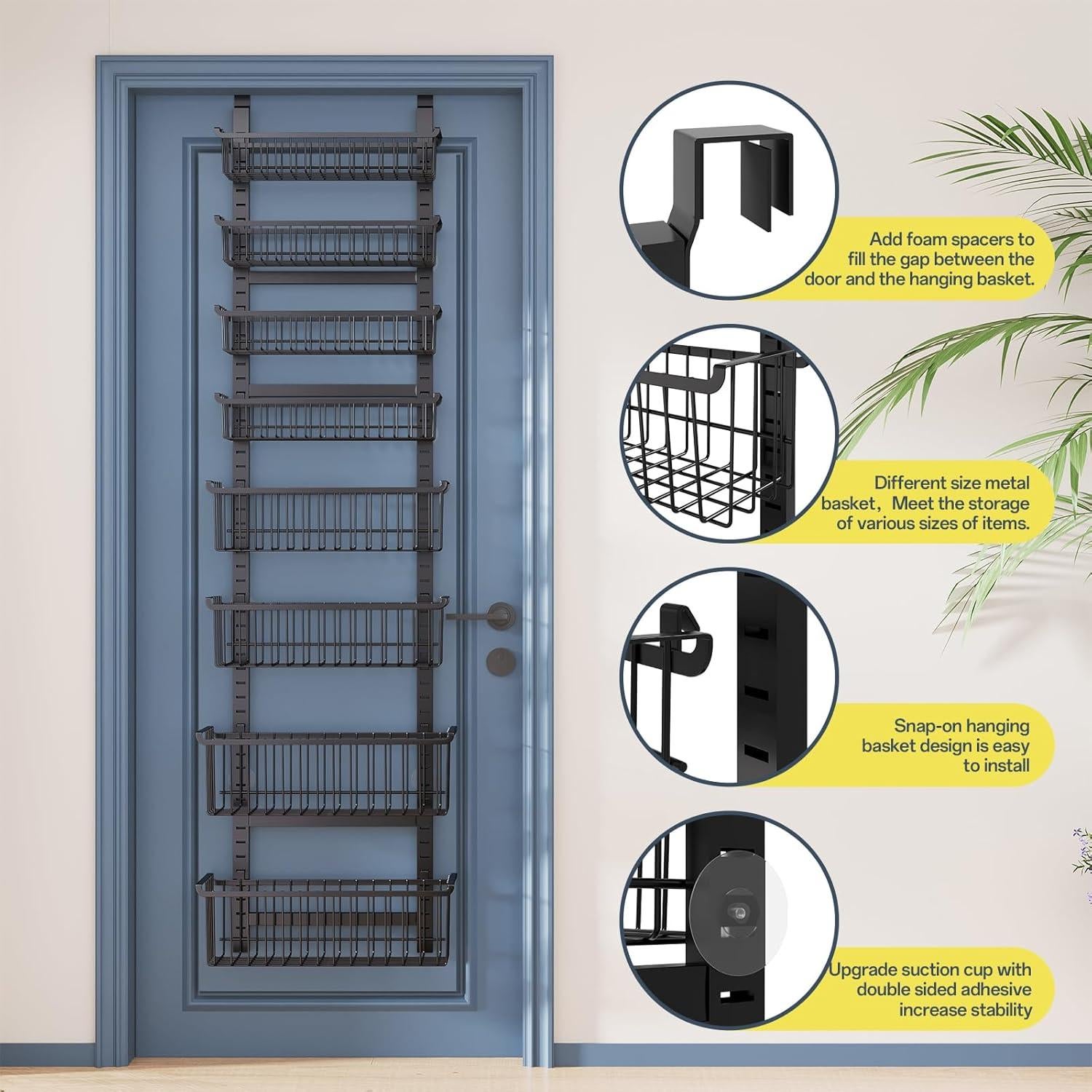 Organizador de despensa sobre la puerta MSERCUOR 8 niveles negro