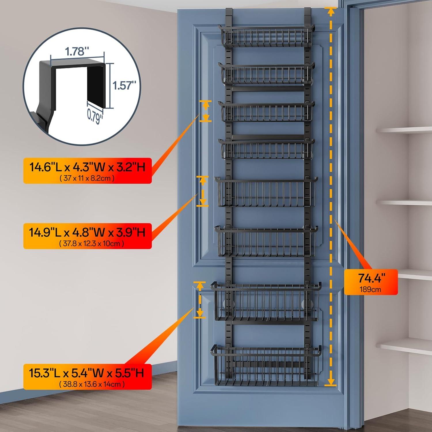 Organizador de despensa sobre la puerta MSERCUOR 8 niveles negro