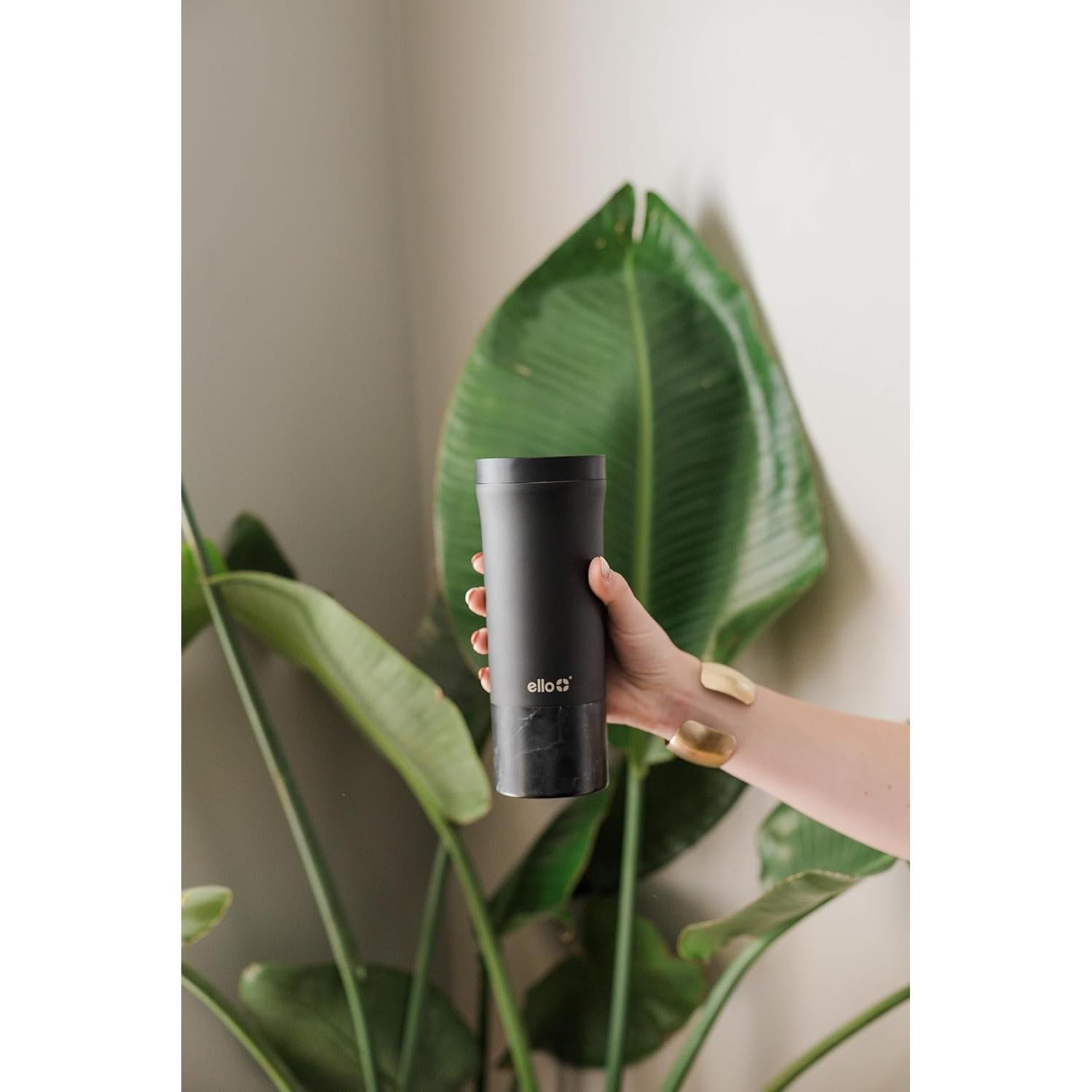 Taza de Viaje Ello Miri 16oz Acero Inoxidable Aislada Negra