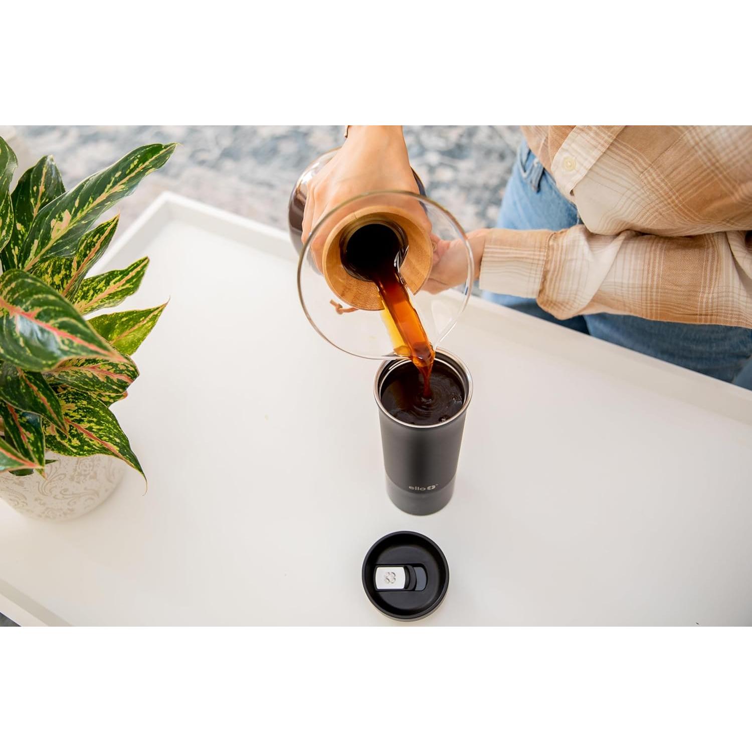 Taza de Viaje Ello Miri 16oz Acero Inoxidable Aislada Negra