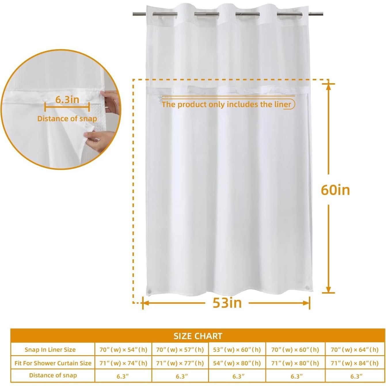 Forro de Cortina de Ducha Removible 135x152cm Blanco eachope