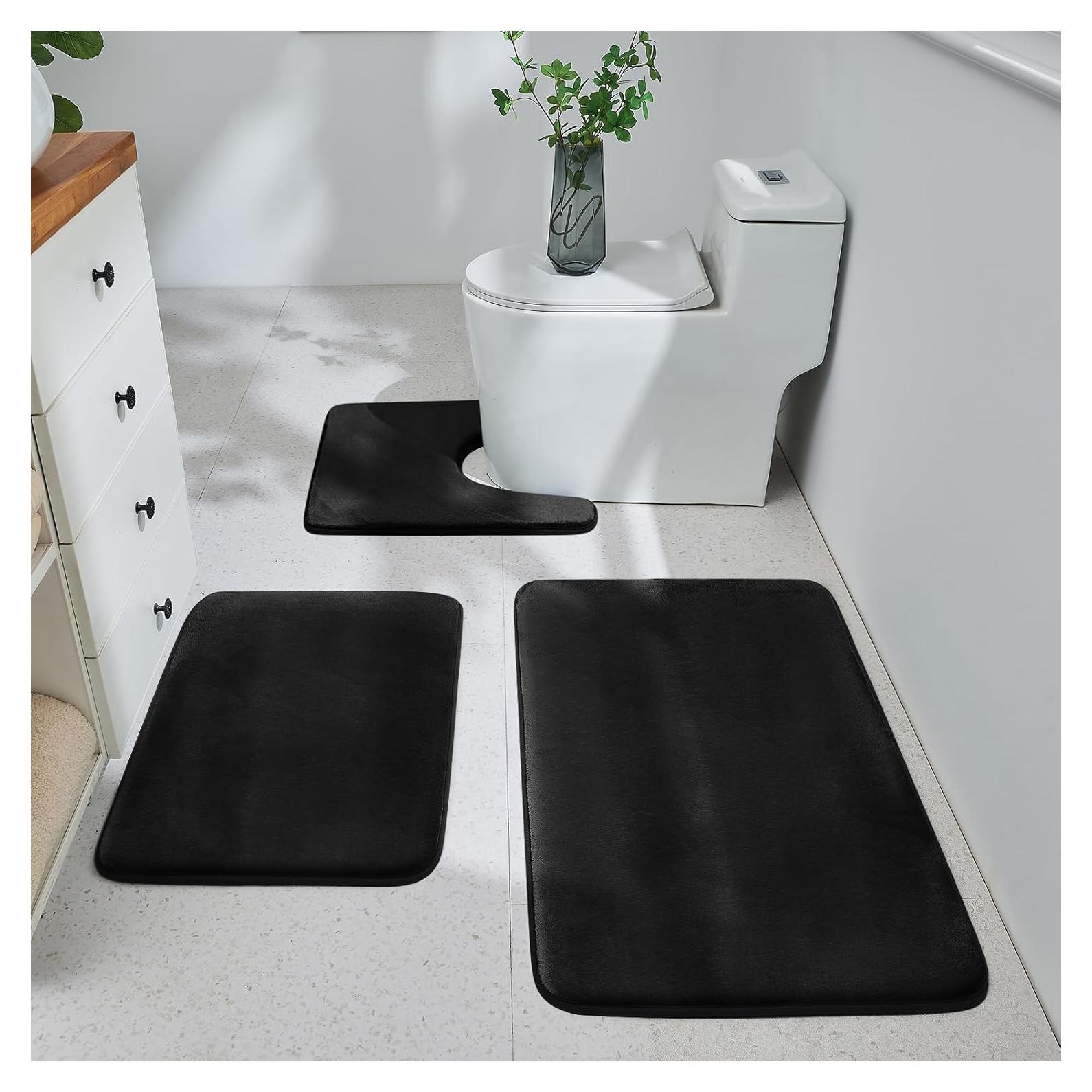 Conjunto de Alfombrillas de Baño HUXMEYSON 3 Piezas Antideslizante