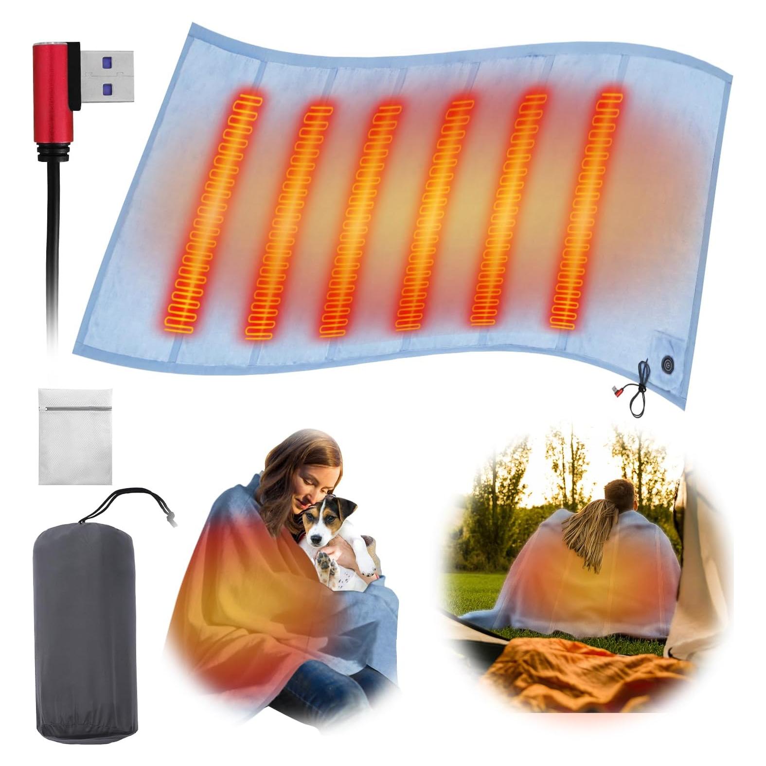 Manta Calentada Eléctrica PANGTIKU 135x89 cm USB 3 Niveles