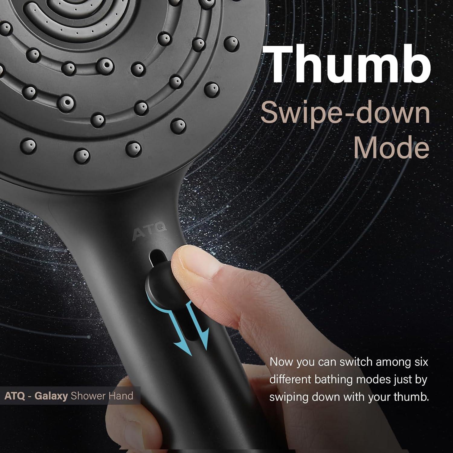 Cabezal de Ducha Filtrado ATQ 7 Modos Negro 200 cm