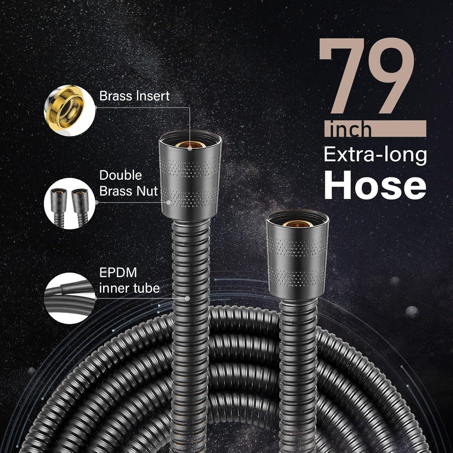 Cabezal de Ducha Filtrado ATQ 7 Modos Negro 200 cm