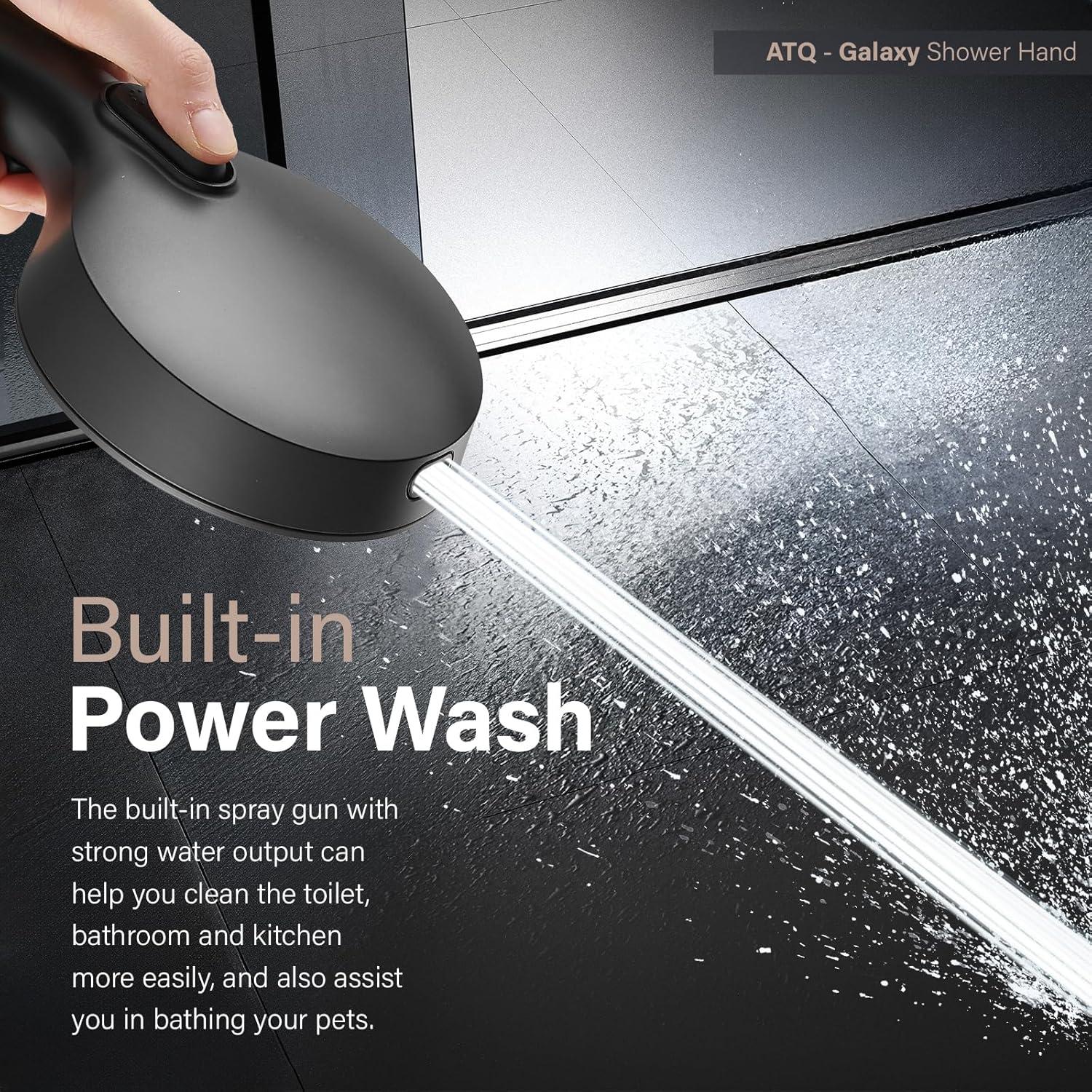 Cabezal de Ducha Filtrado ATQ 7 Modos Negro 200 cm