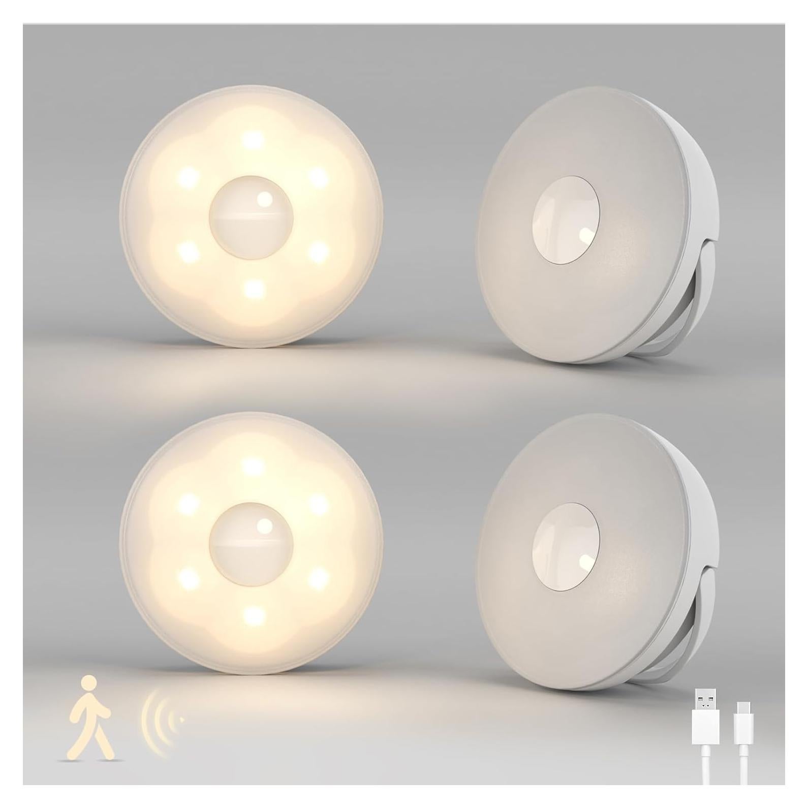 Luz Nocturna Recargable Dawnrise con Sensor de Movimiento - 4 Piezas