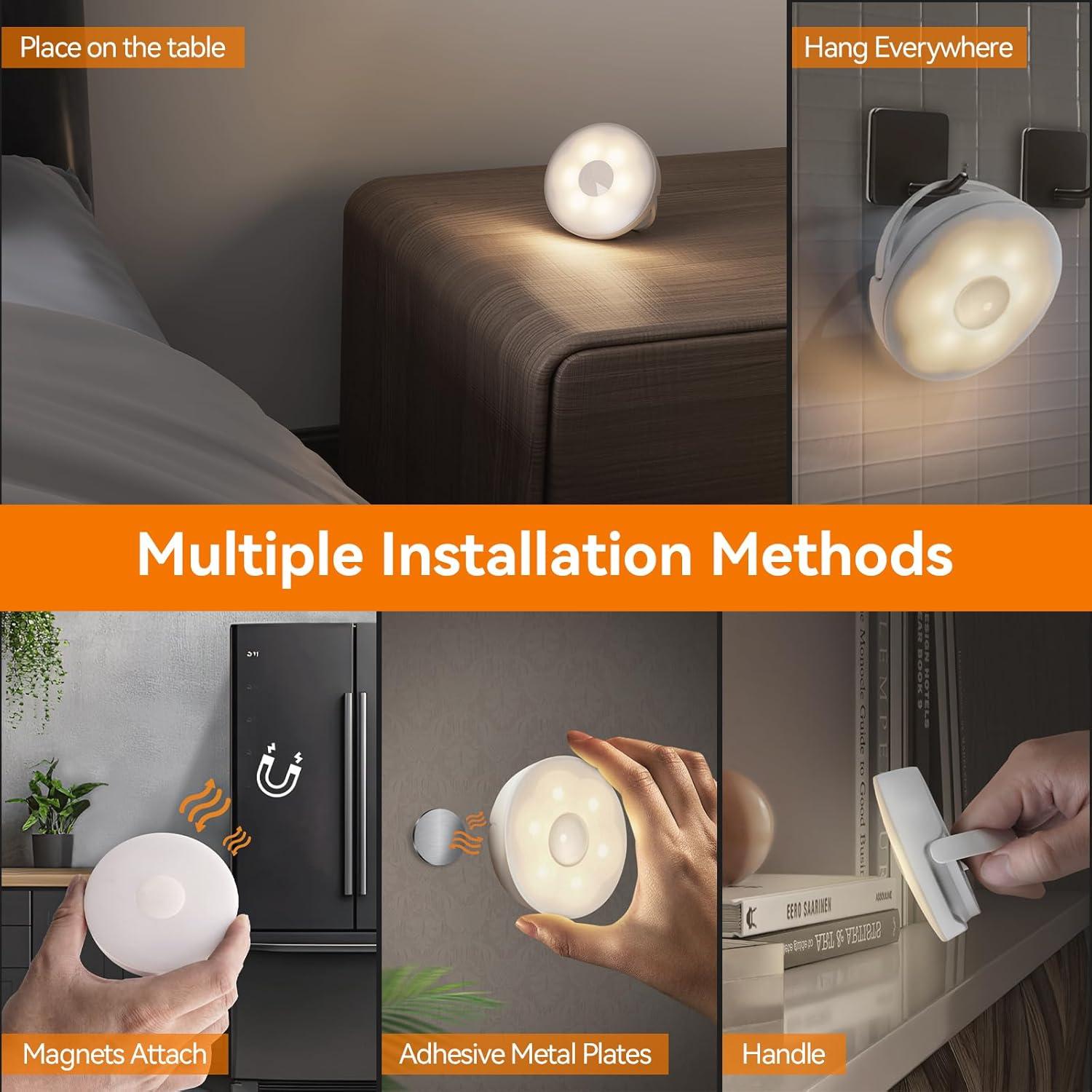 Luz Nocturna Recargable Dawnrise con Sensor de Movimiento - 4 Piezas