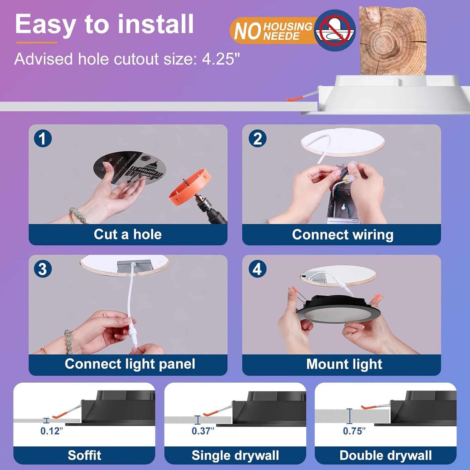 Downlight LED Inteligente 12W SikSog 4" RGB+CCT 12 Piezas