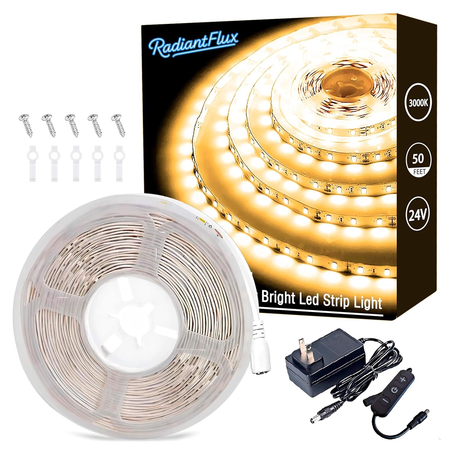 Tira LED regulable RadiantFlux 15.24m 900 LEDs blanco cálido