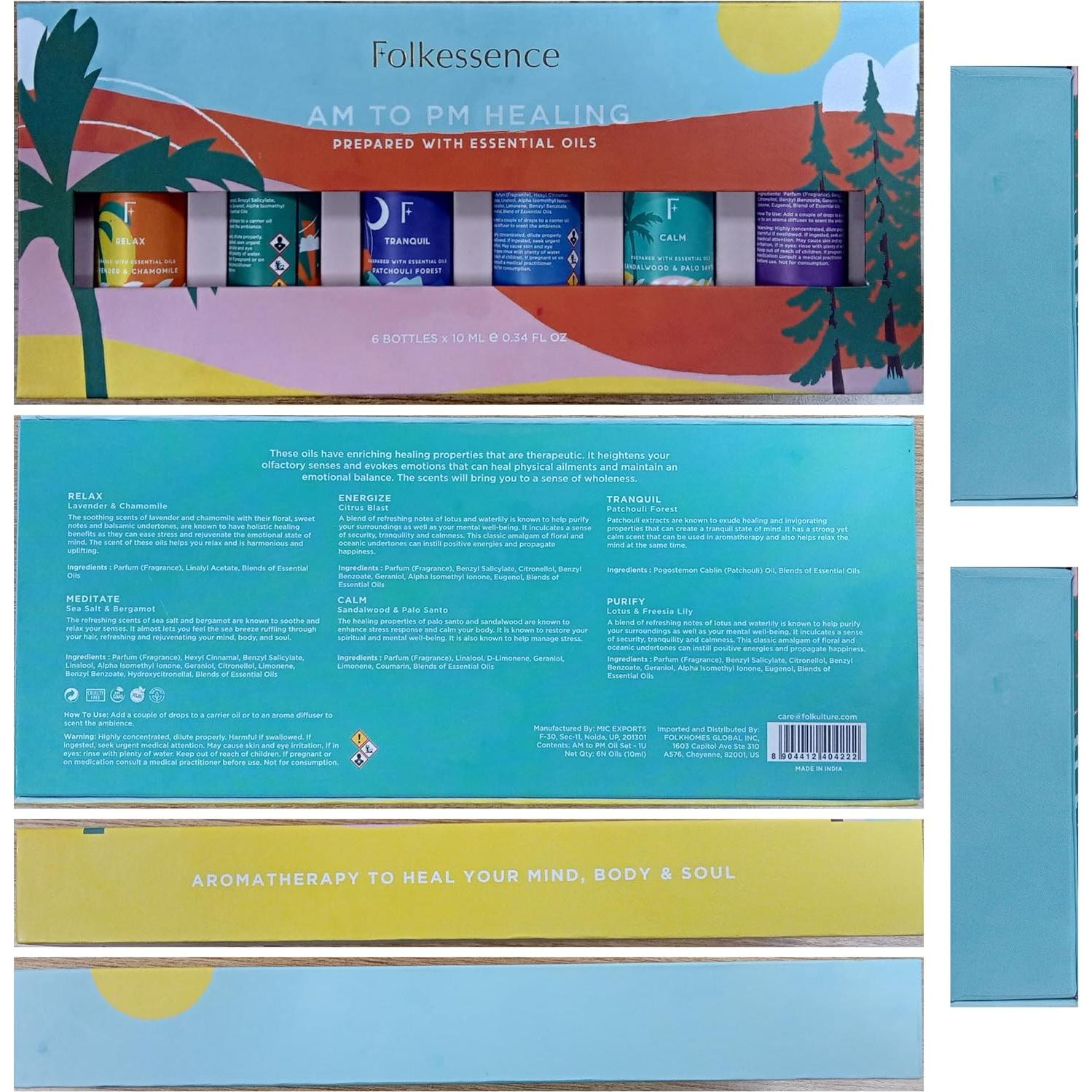 Set de 6 Aceites Esenciales Folkulture 10ml - Aromas Relajantes