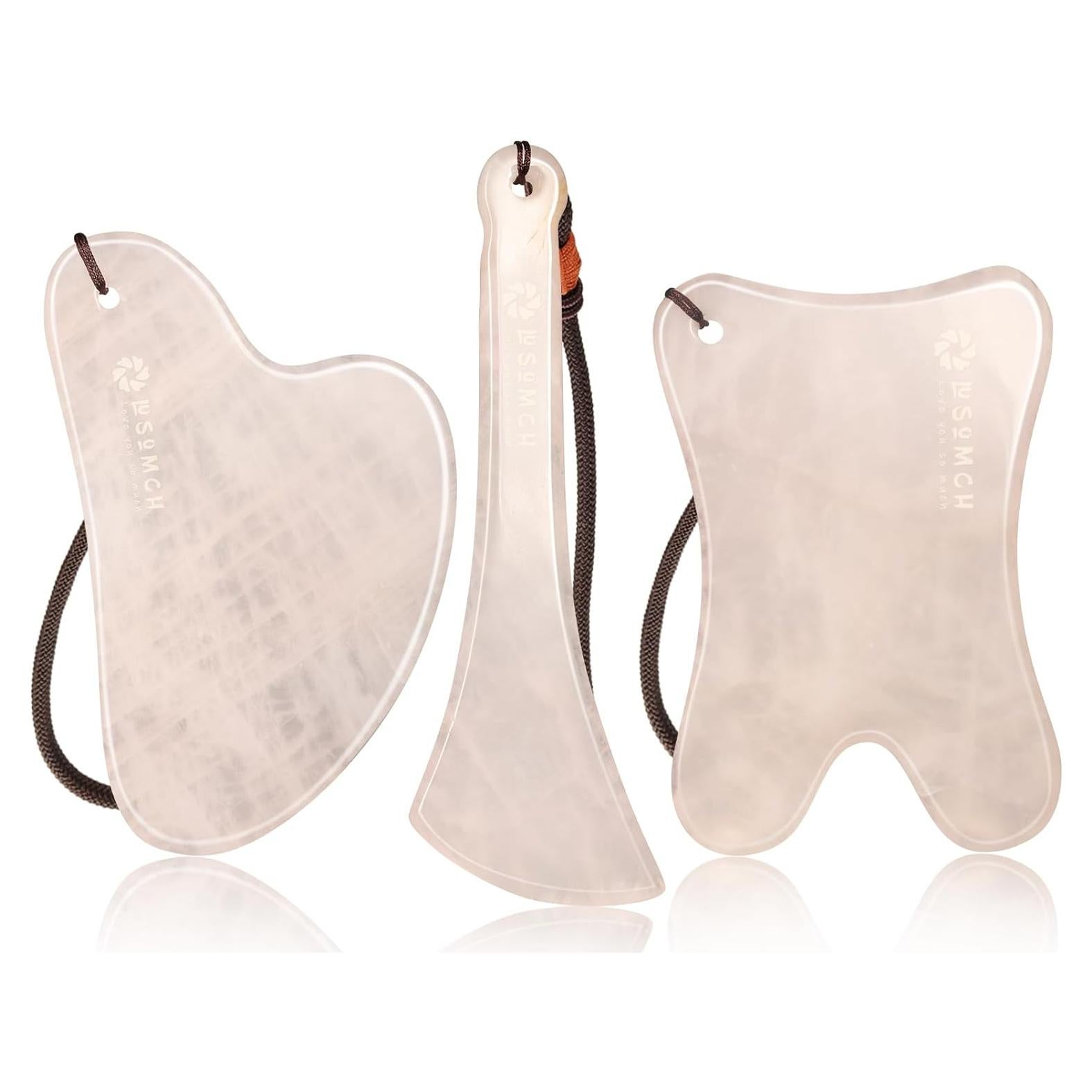 Set de Cuidado de la Piel Lusomch Gua Sha Jade Rosa 3 en 1
