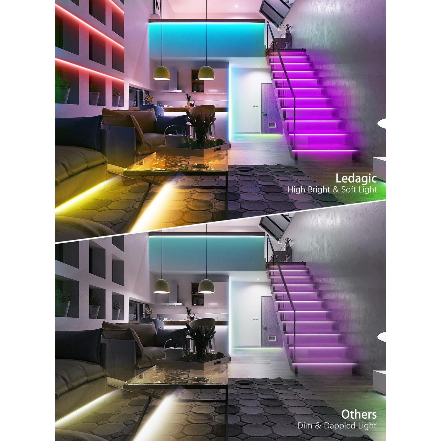 Tiras de luces LED RGB 15.24 m Ledagic 450 LEDs control remoto