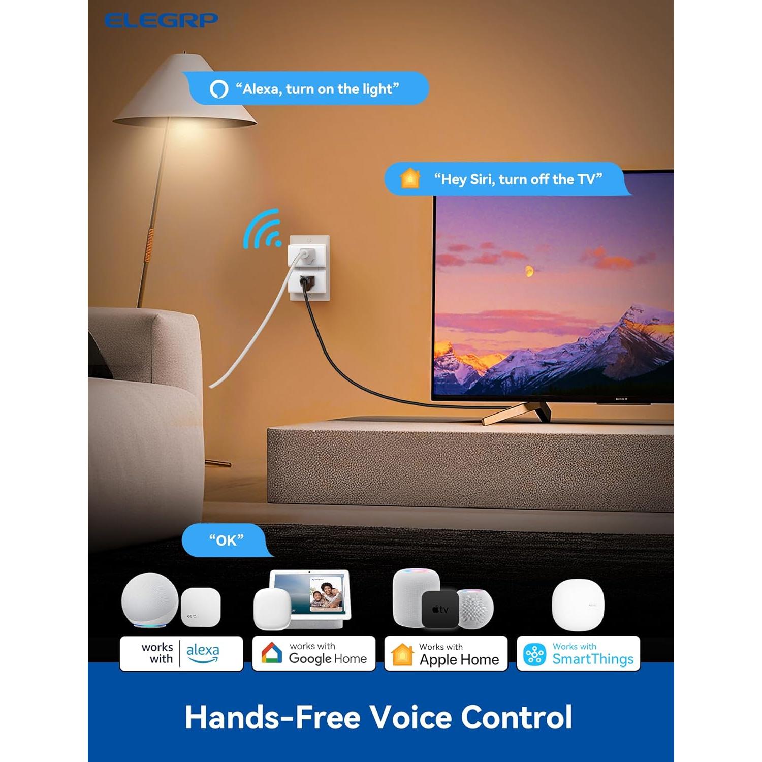 Enchufe Inteligente Mini ELEGRP 15A 1800W Compatible Matter