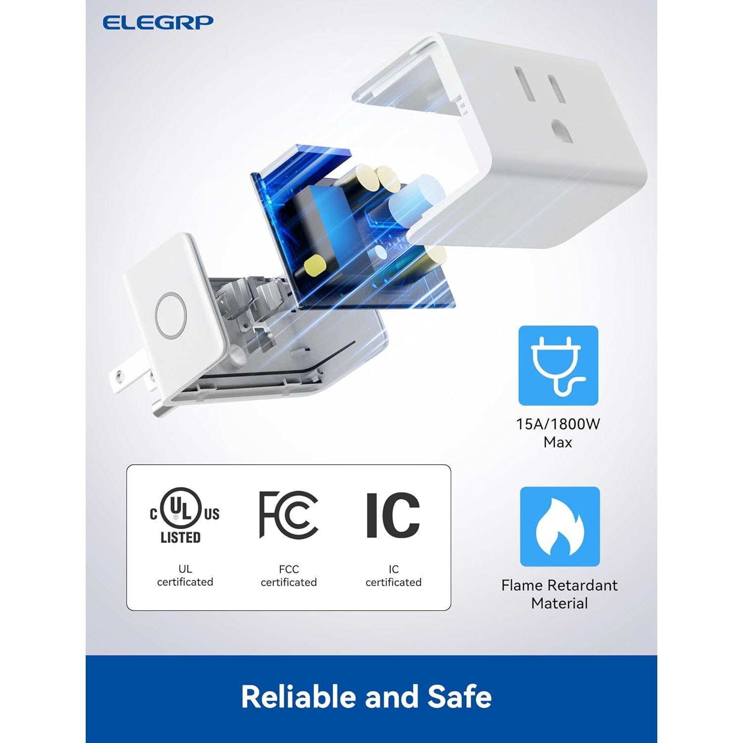 Enchufe Inteligente Mini ELEGRP 15A 1800W Compatible Matter