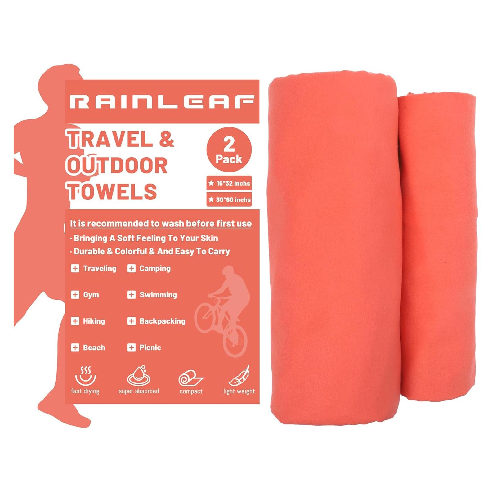 Toalla de viaje microfibra Rainleaf 2 Piezas 76x152cm y 41x81cm