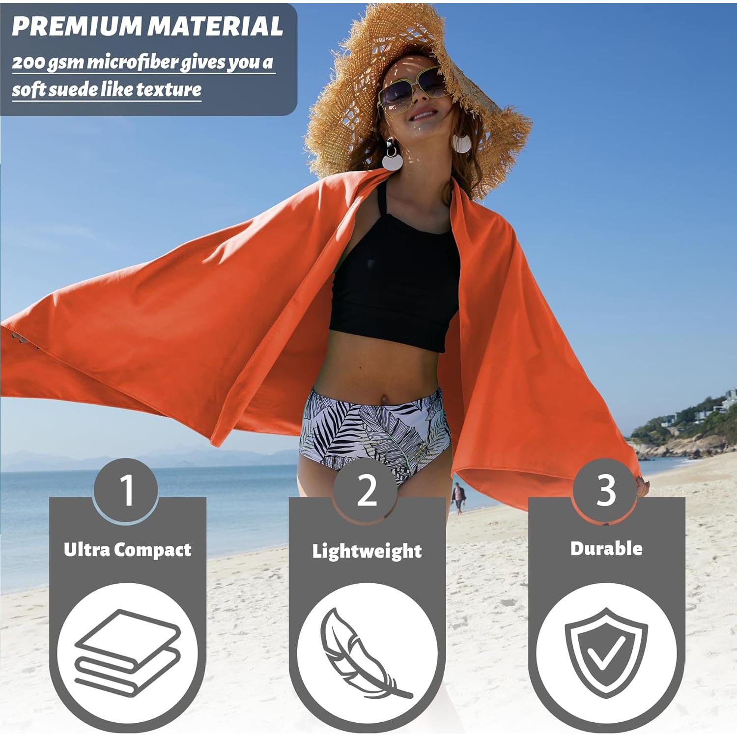 Toalla de viaje microfibra Rainleaf 2 Piezas 76x152cm y 41x81cm