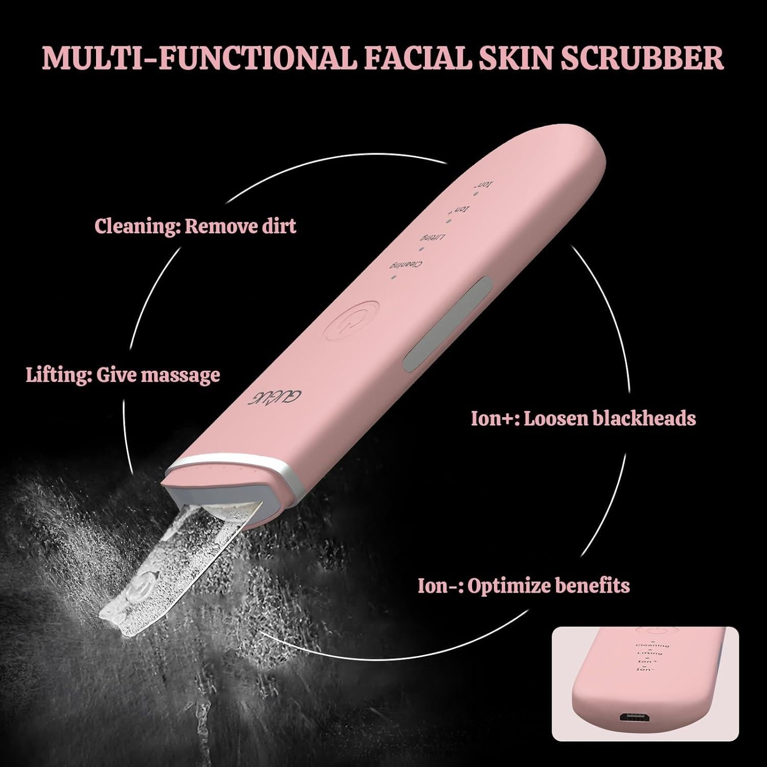 Espátula Facial GUGUG BS-357 Limpiador de Poros 4 Modos Rosa