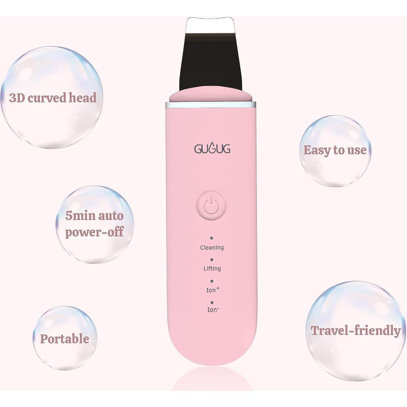 Espátula Facial GUGUG BS-357 Limpiador de Poros 4 Modos Rosa