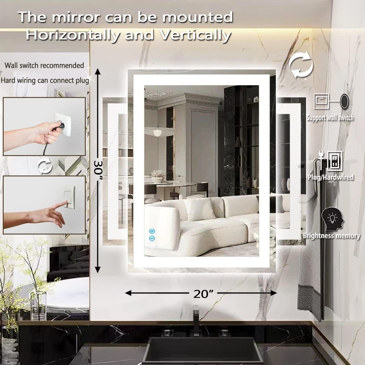 Espejo de Baño THEKLA 76 x 50 cm LED Táctil 3 Colores