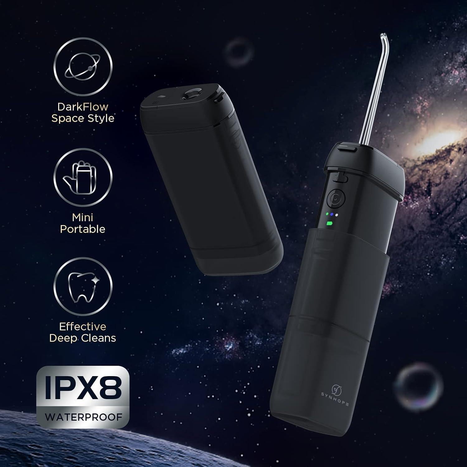 Irrigador Oral Portátil SYNHOPE M6P Negro, 3 Modos, IPX7