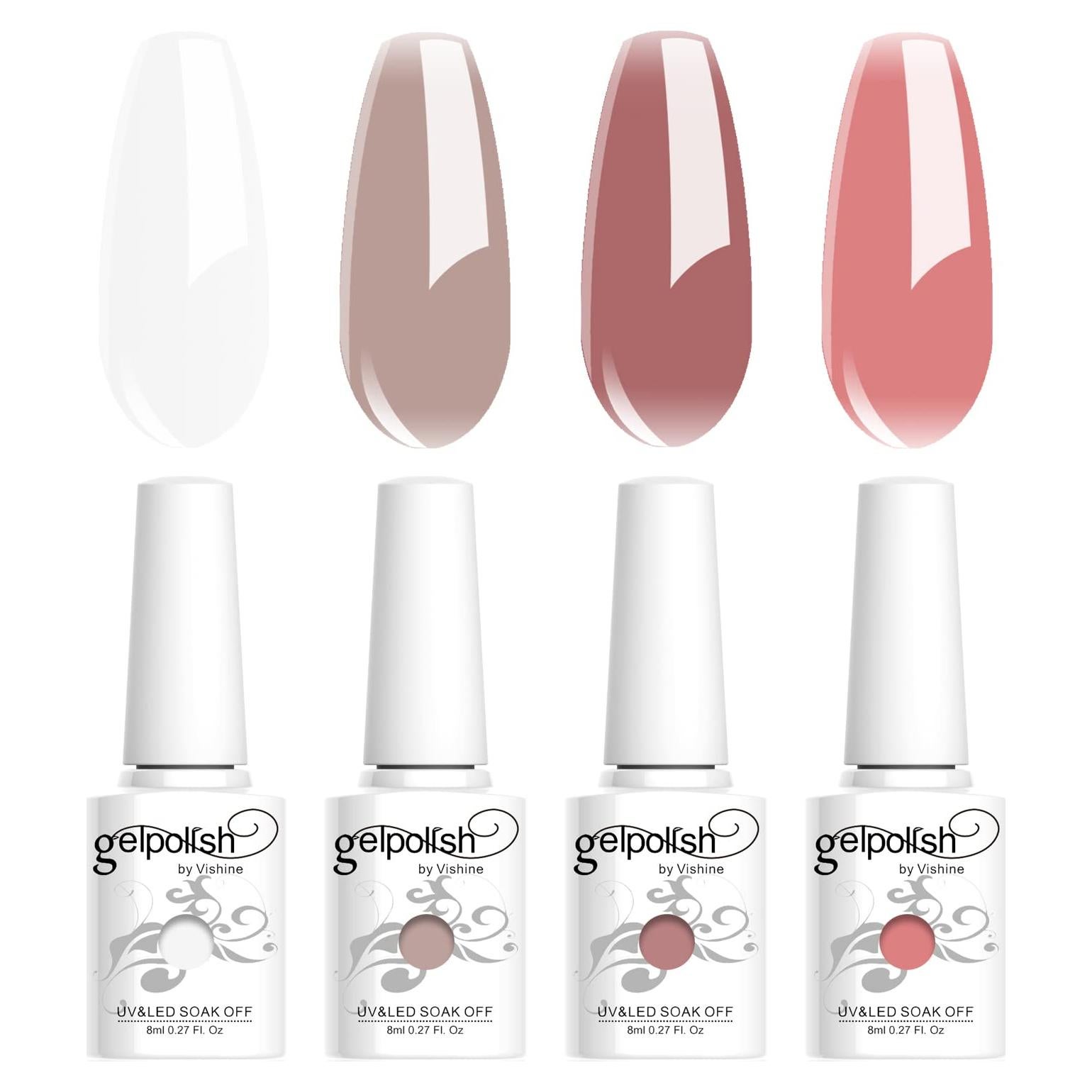 Kit de Esmalte de Uñas Vishine 4pcs Gel 8ml Transparente Nude