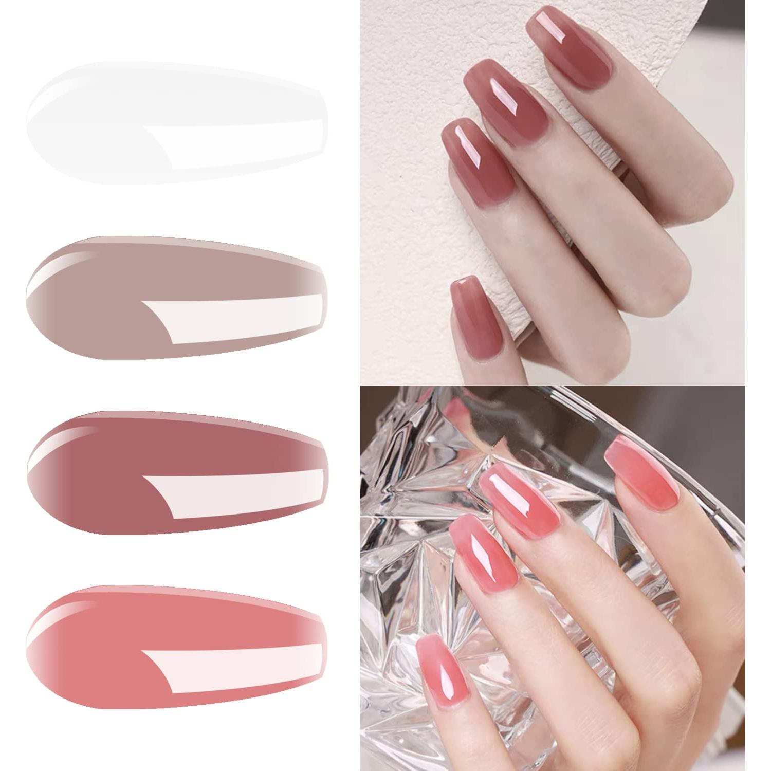 Kit de Esmalte de Uñas Vishine 4pcs Gel 8ml Transparente Nude