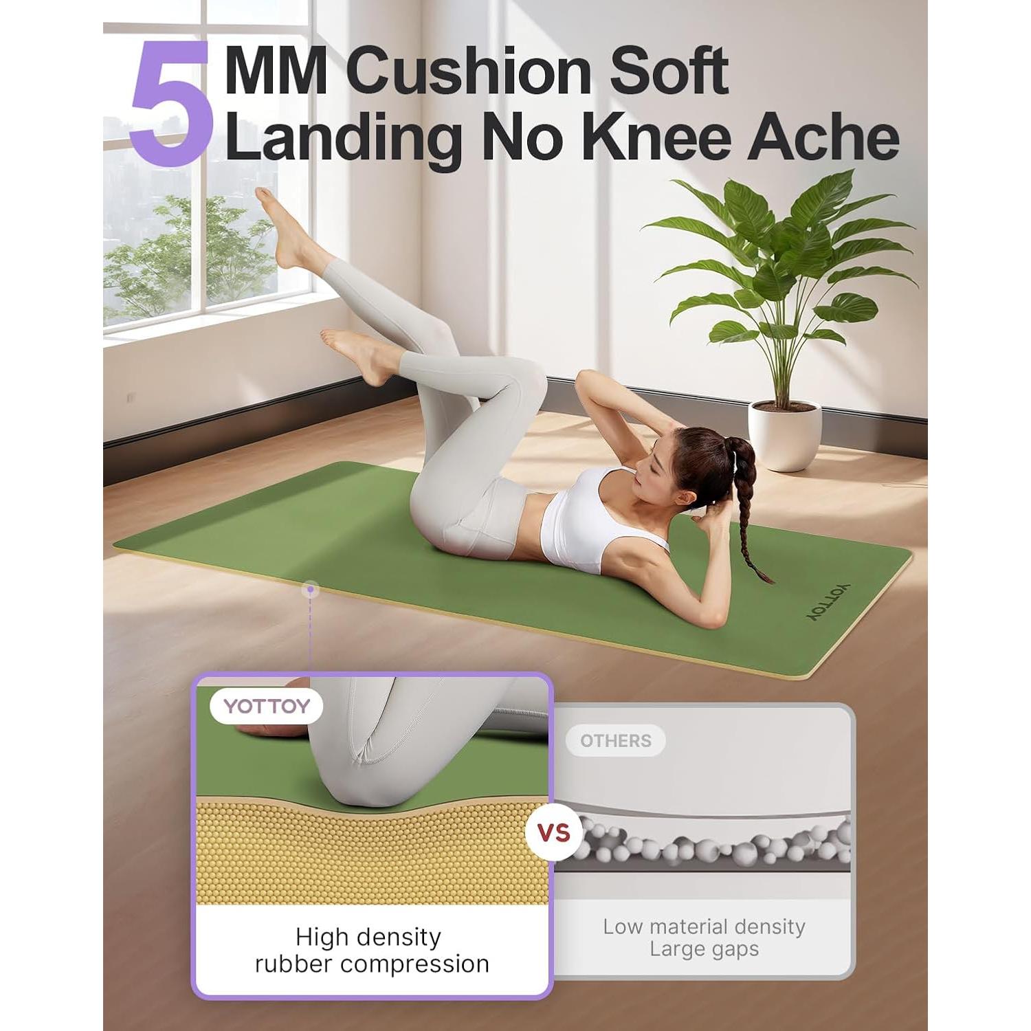 Esterilla de Yoga Antideslizante YOTTOY 182.88x66.04cm Verde