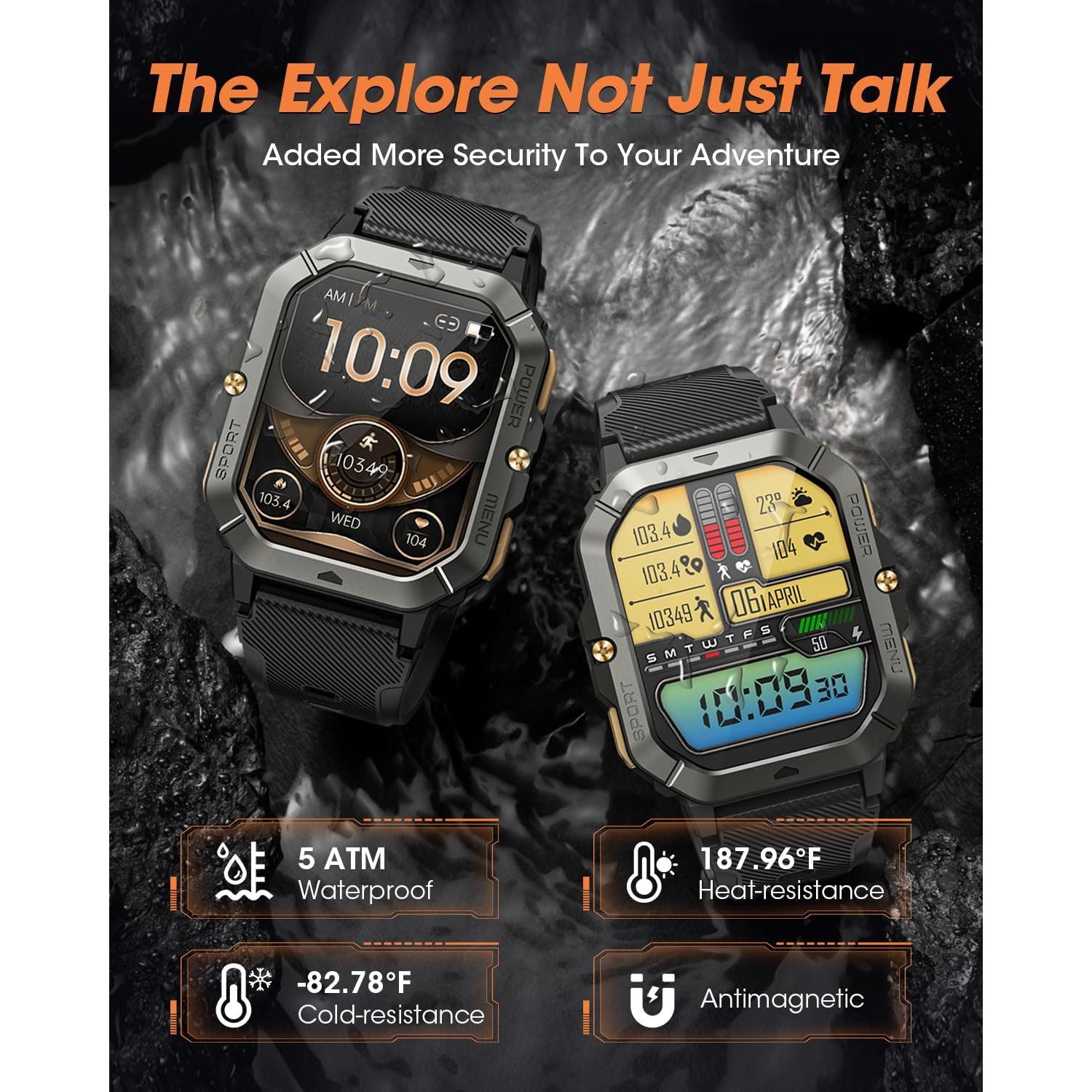 Reloj Inteligente Militar DEKELIFE 2.02" Fitness Hombre