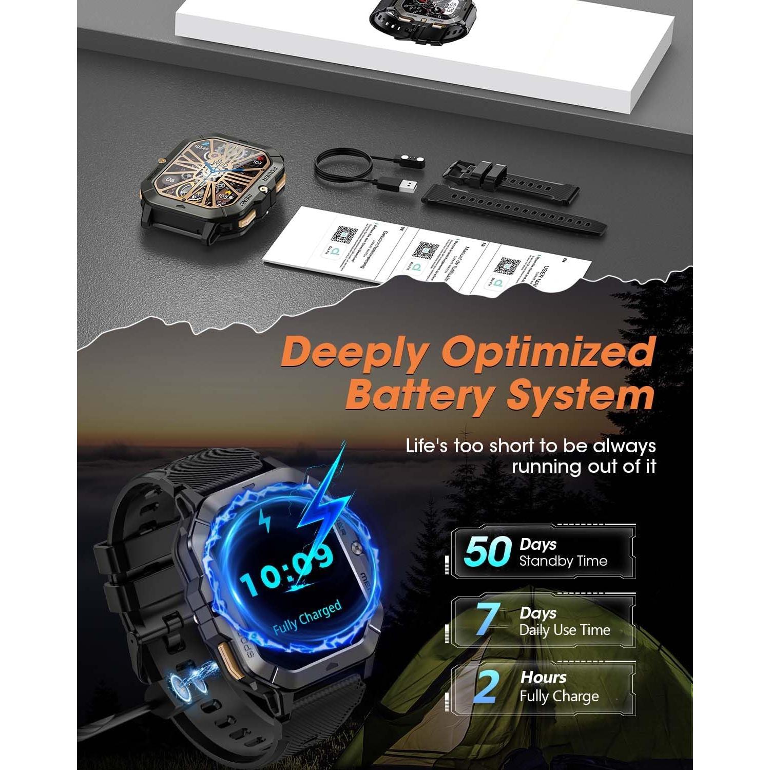 Reloj Inteligente Militar DEKELIFE 2.02" Fitness Hombre