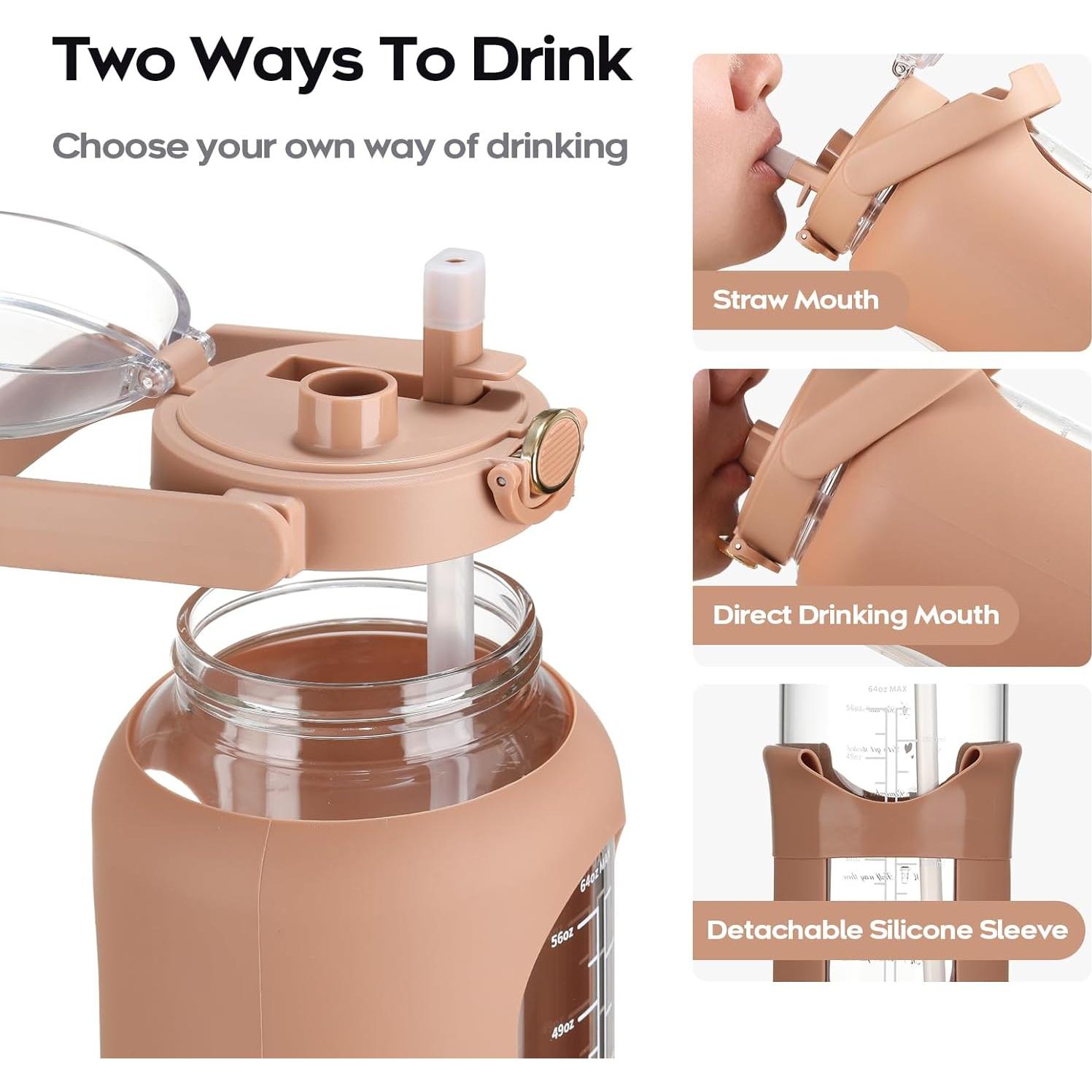 Botella de Agua de Vidrio 2.2L Chunmo con Pajilla y Asa