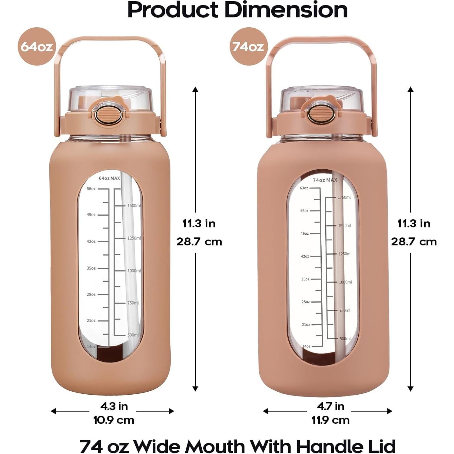 Botella de Agua de Vidrio 2.2L Chunmo con Pajilla y Asa