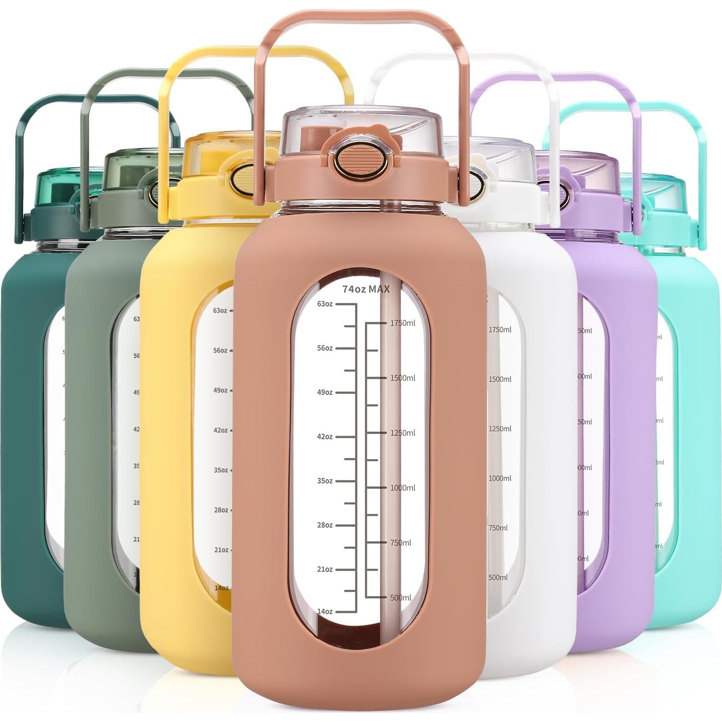 Botella de Agua de Vidrio 2.2L Chunmo con Pajilla y Asa