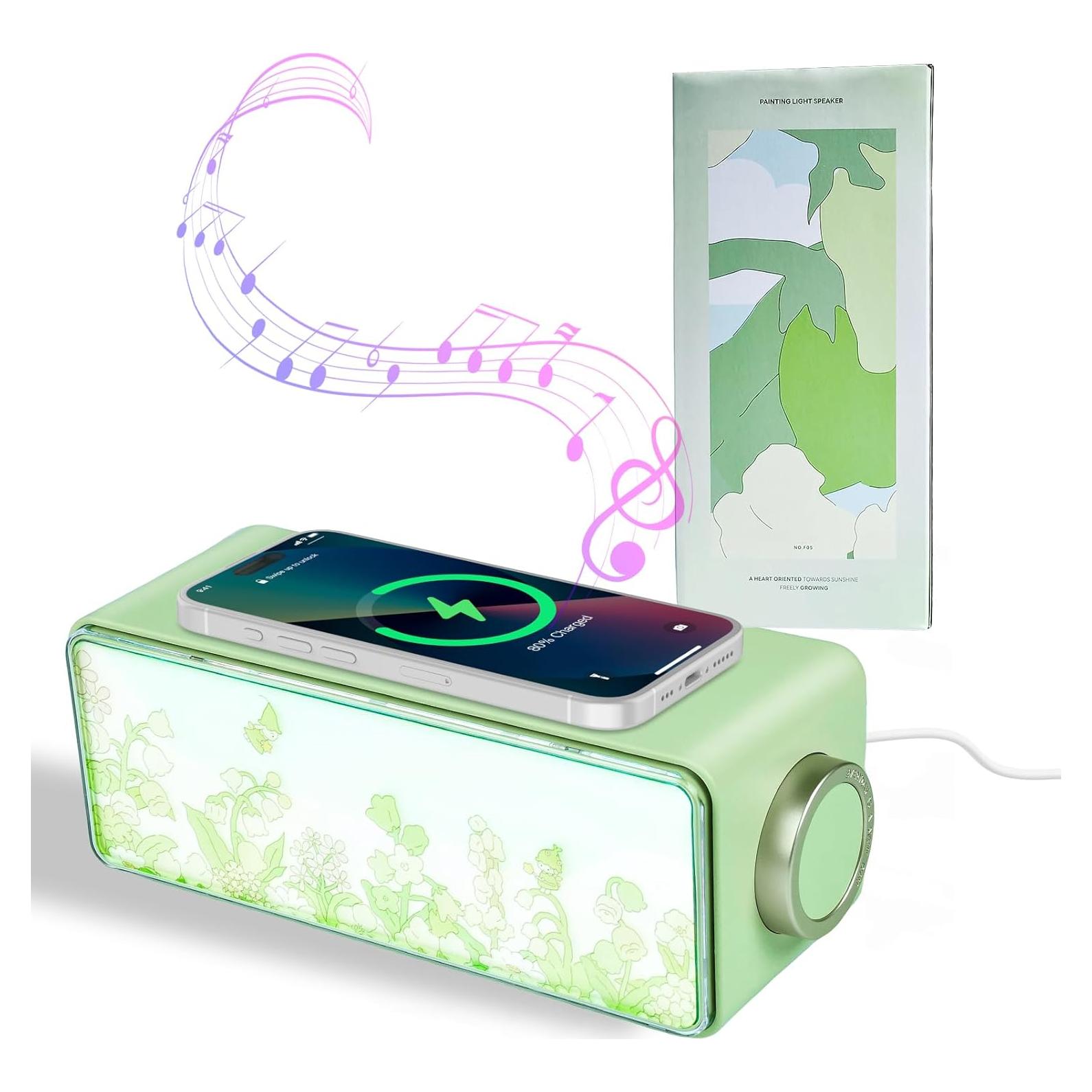 Cargador Inalámbrico 15W con Luz Nocturna y Altavoz Bluetooth