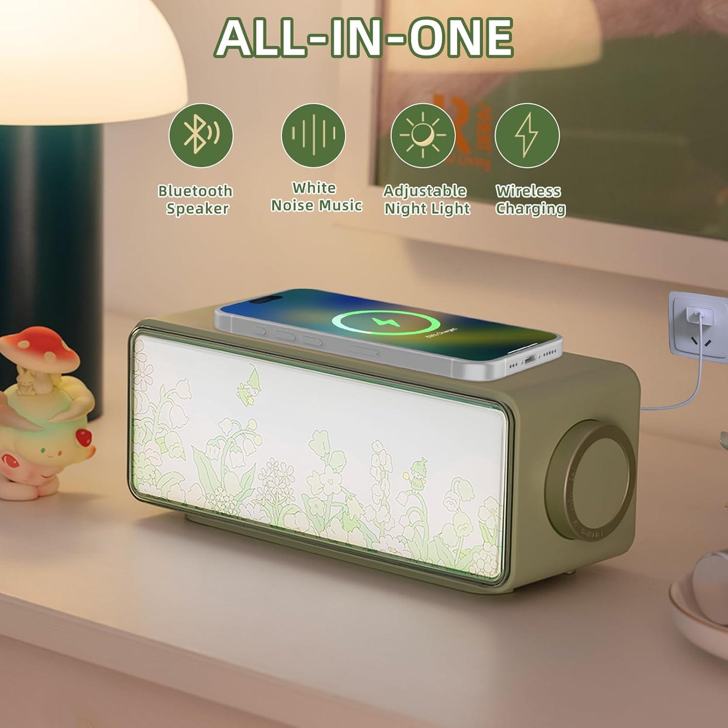 Cargador Inalámbrico 15W con Luz Nocturna y Altavoz Bluetooth