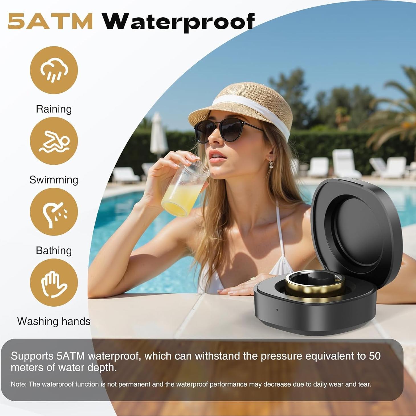 Anillo Inteligente de Salud y Fitness Dorado TM22 - 5ATM