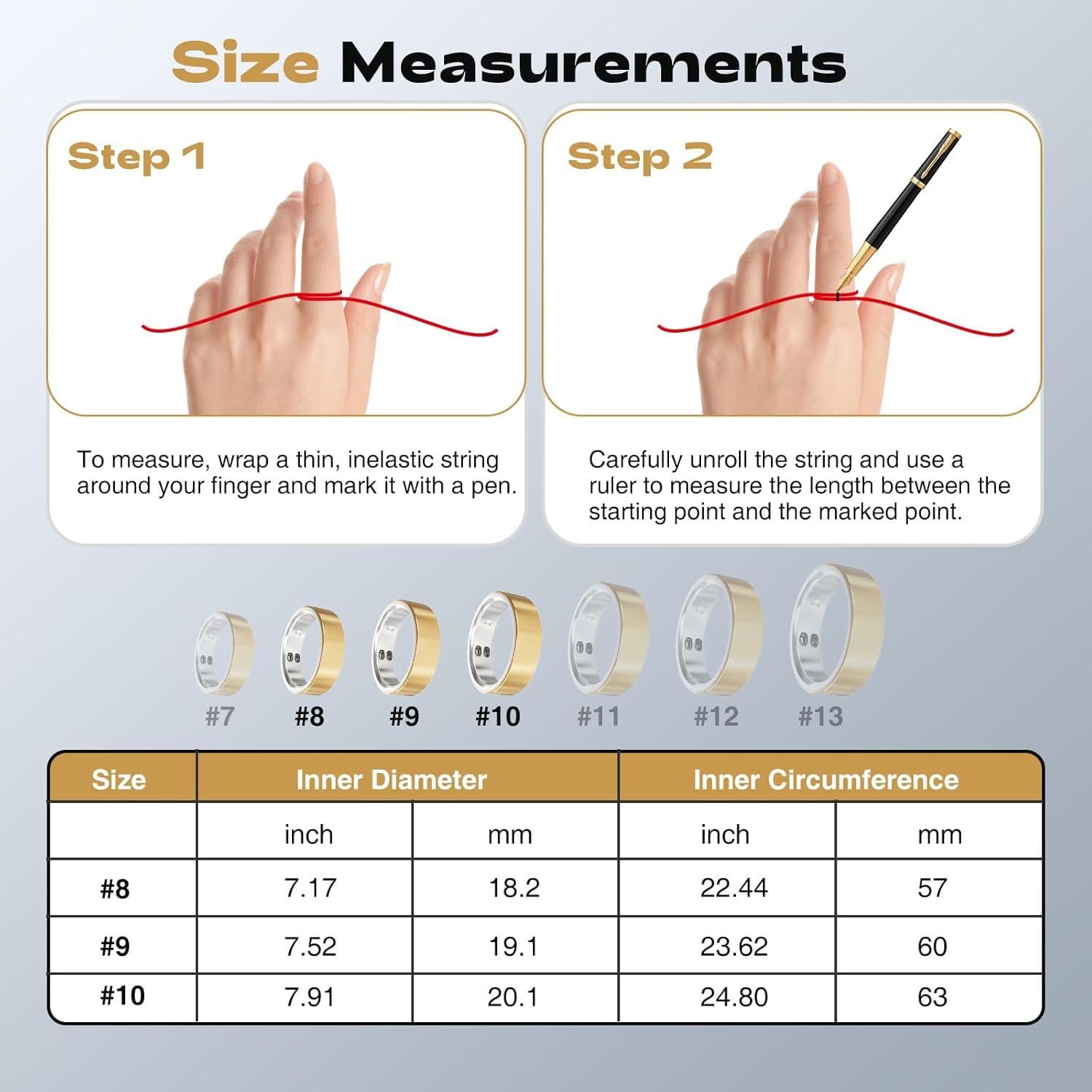 Anillo Inteligente de Salud y Fitness Dorado TM22 - 5ATM