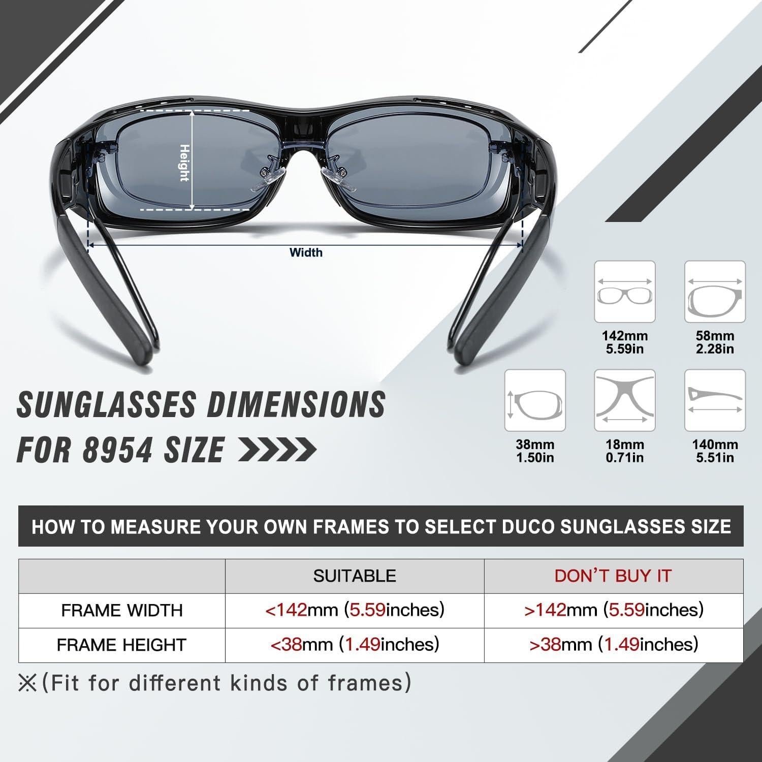 Gafas de Sol Polarizadas DUCO Ajustables UV400 para Miopía