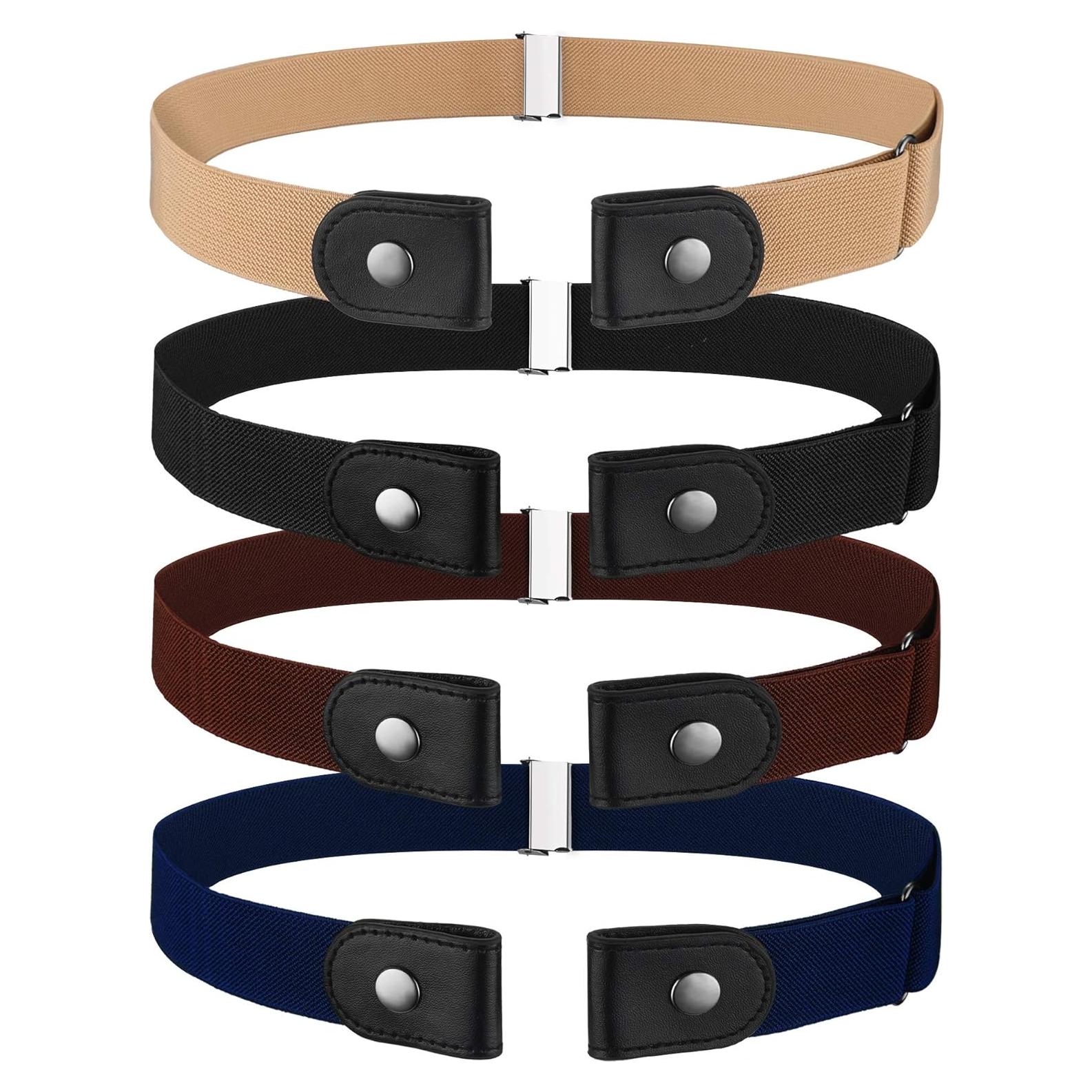 4 Cinturones Elásticos Sin Hebilla Unisex Ajustables 60-100 cm