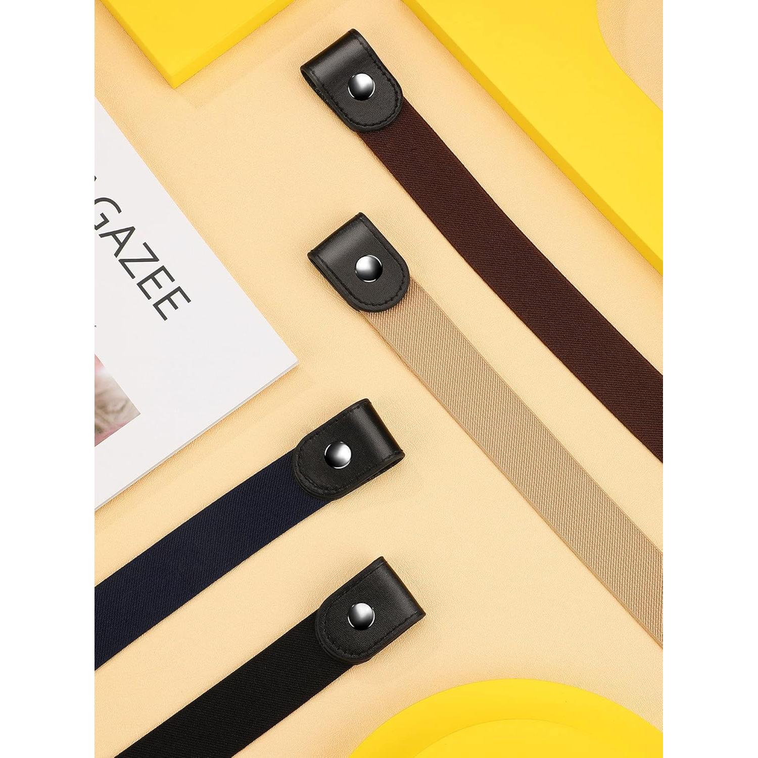 4 Cinturones Elásticos Sin Hebilla Unisex Ajustables 60-100 cm