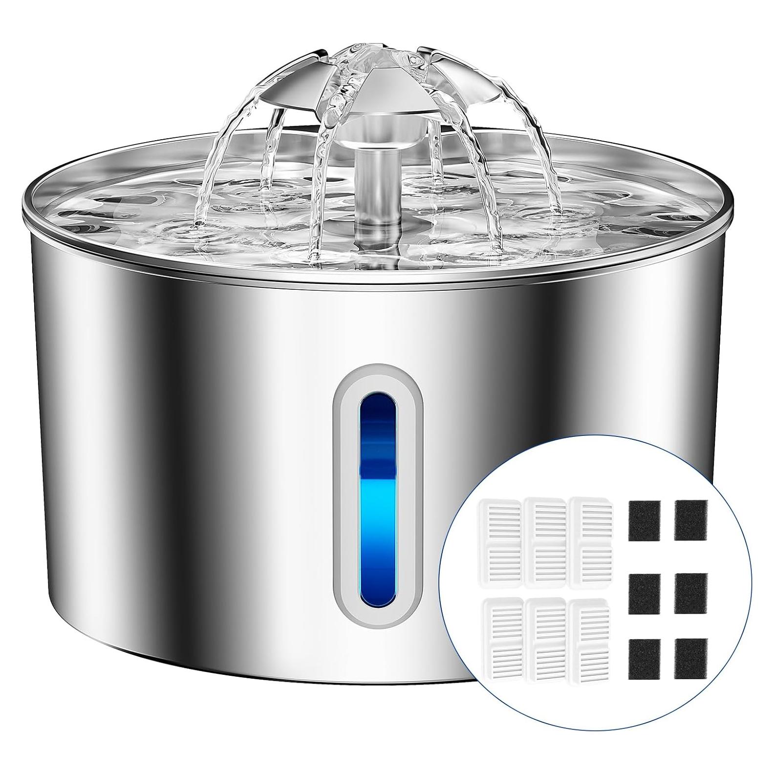 Fuente de Agua para Gatos BalimoPet 2.2L Acero Inoxidable Silenciosa